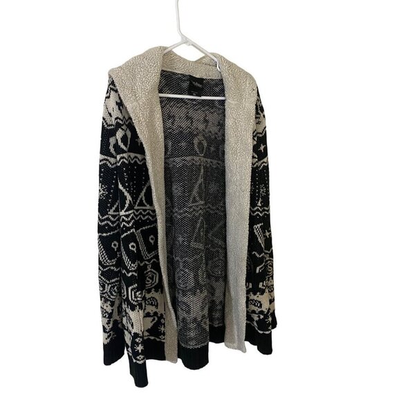 Harry Potter Horcux Fair Isle Sherpa Open Front Hooded Cardigan - Medium - Picture 3 of 14